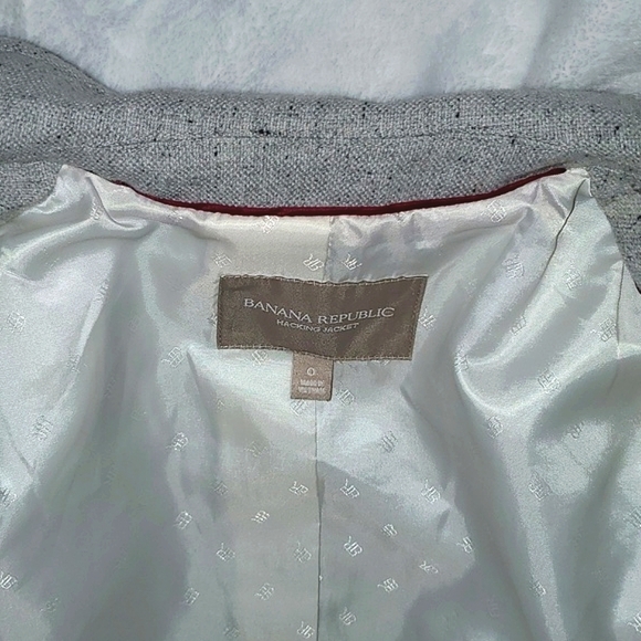 Banana Republic Speckled Gray Hac.king Jacket Wool Blend Size 0 - Picture 13 of 16